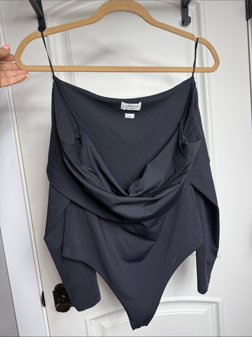 Aritzia Contour Black Draped Bodysuit